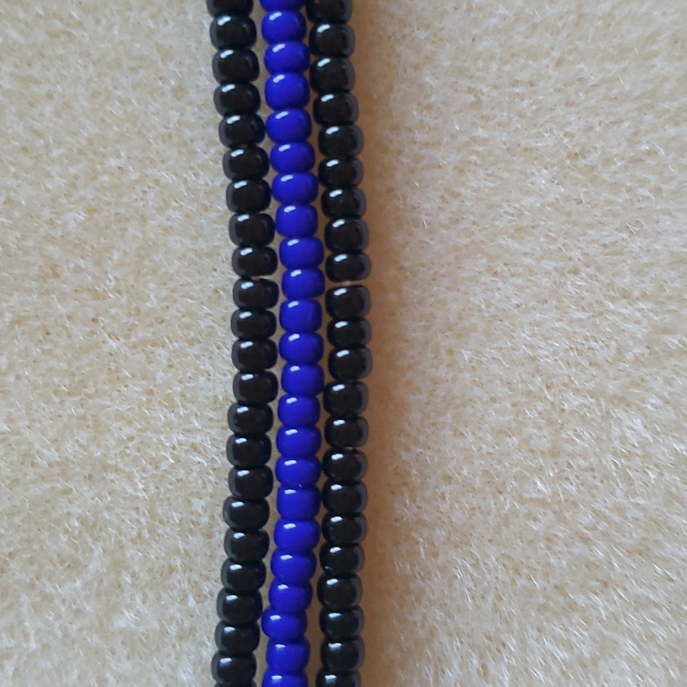 Seed Bead Stack Stretch Bracelets "Blue Line" - Picture 9 of 16